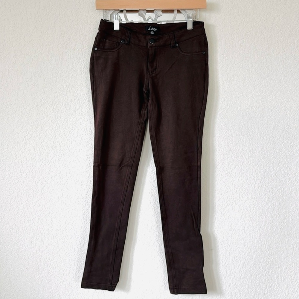 Labijou • Autumn Mocha Brown Easy Stretch Sleek Business Casual Jean Pants